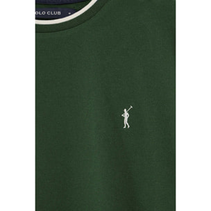 Maglietta verde bottiglia in tessuto piquet con logo Rigby Go