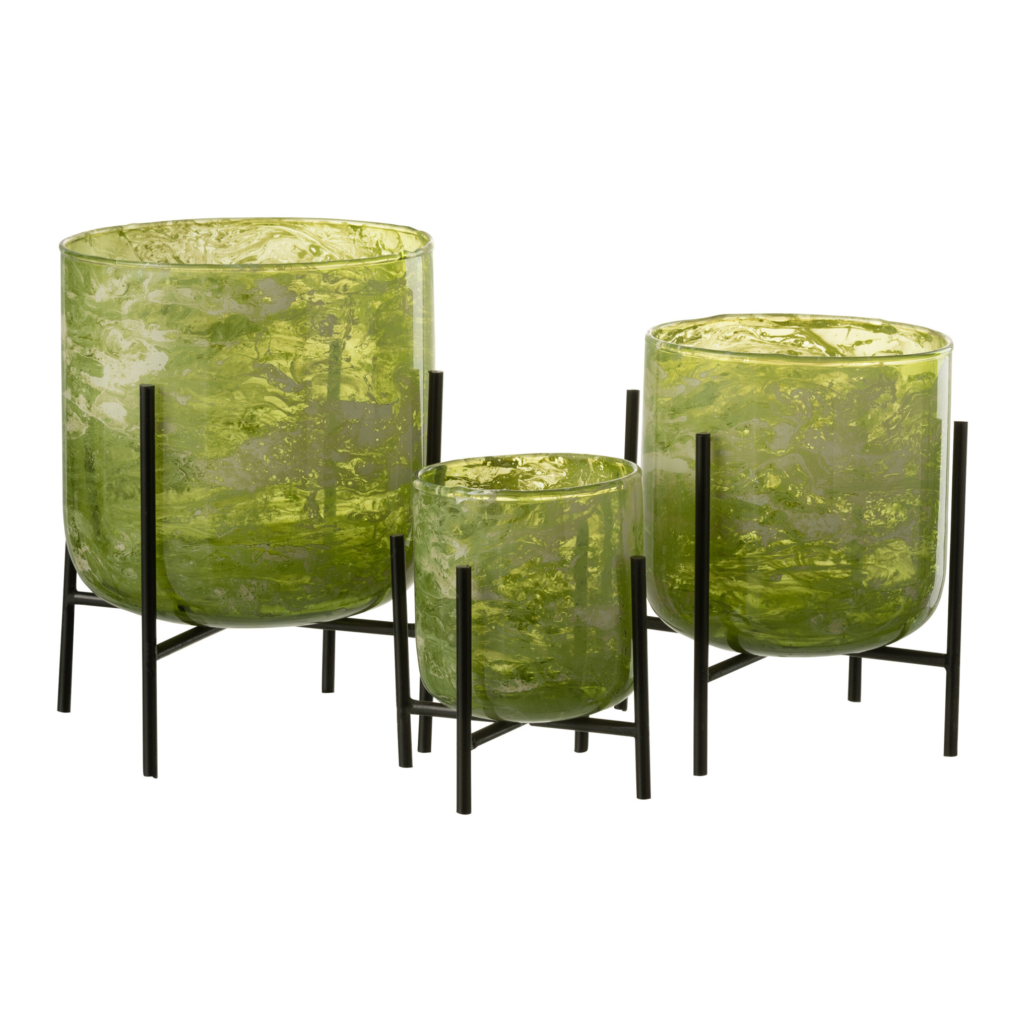 J-Line photophore Debout - verre/acier marbre - vert - large