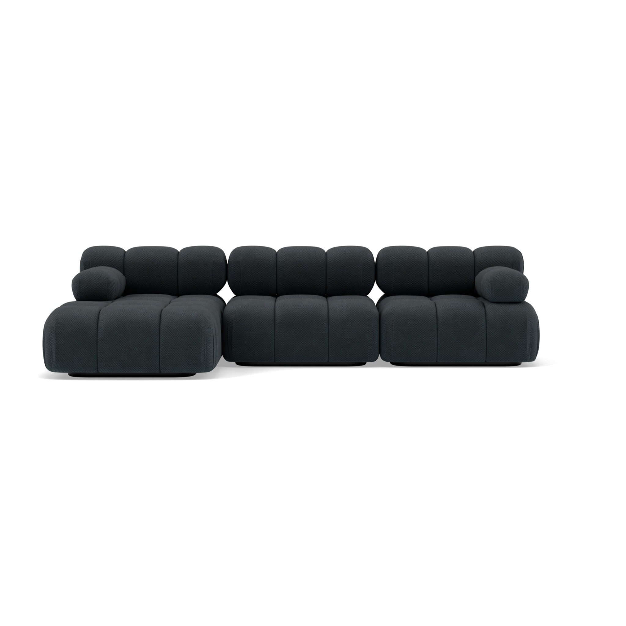 Ruby - canapé modulable d'angle gauche 4 places en velours texturé - Noir