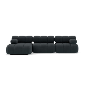 Ruby - canapé modulable d'angle gauche 4 places en velours texturé - Noir