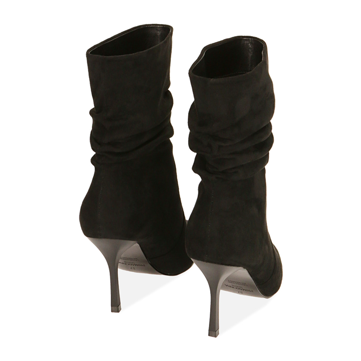 Ankle boots neri in microfibra, tacco 8,5 cm
