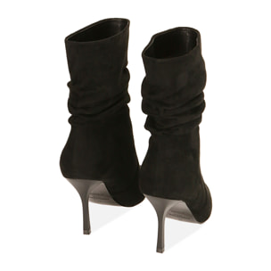 Ankle boots neri in microfibra, tacco 8,5 cm