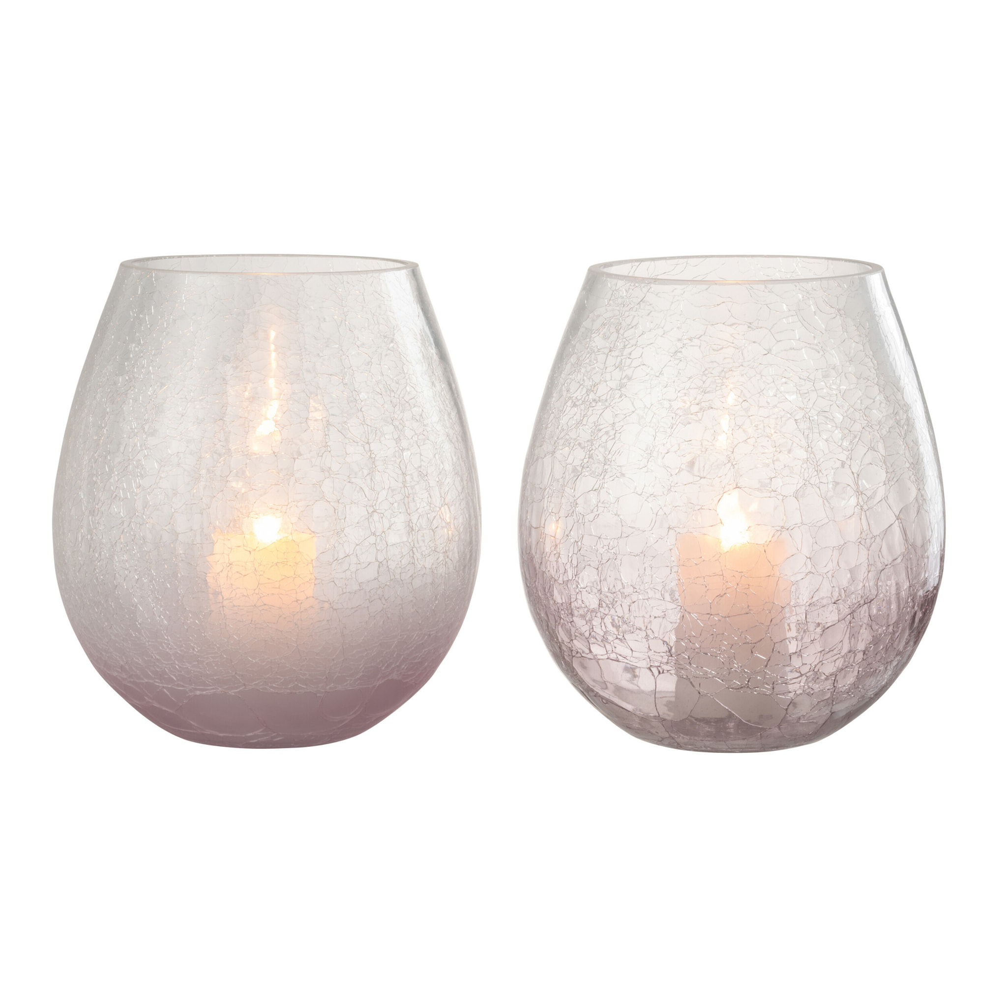 J-Line bougeoir Forme Oeuf Craquelé - verre - mauve - small - 2 pcs
