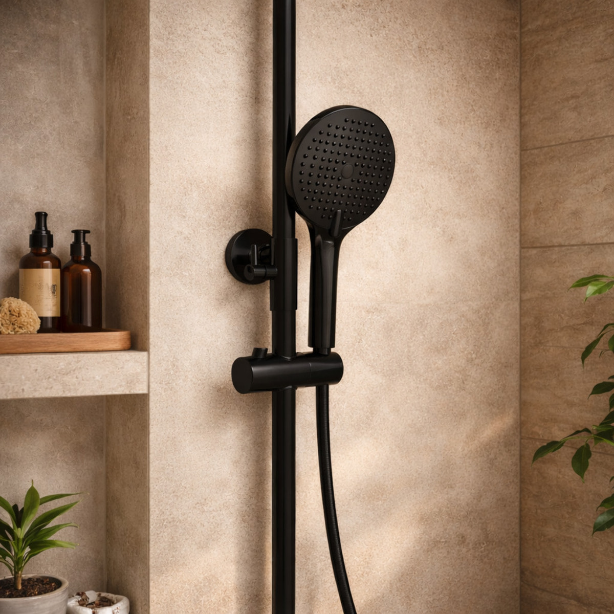 Columna de Ducha | Termostatica | Negra | con Grifo | Monomando | Altura Ajustable | Alday