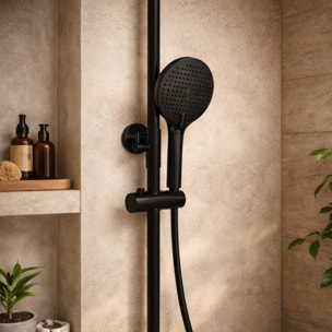 Columna de Ducha | Termostatica | Negra | con Grifo | Monomando | Altura Ajustable | Alday