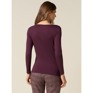 Oltre - Camiseta de viscosa con drapeado - Burgundy