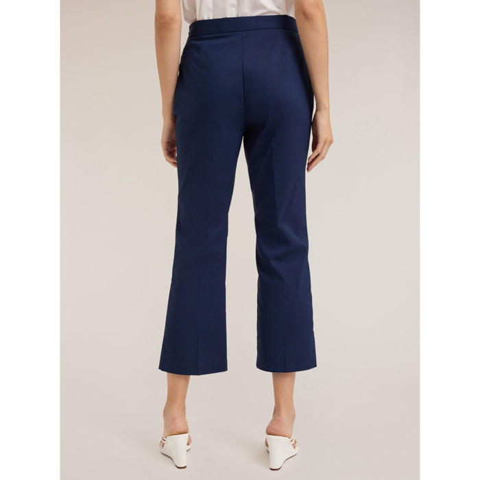 Motivi - Pantaloni kick flare in cotone tecnico - Blu