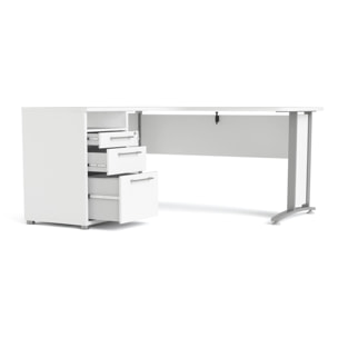 Scrivania Alfango, Scrittoio multiuso, Tavolo per ufficio porta PC, Piano di lavoro, 159x151 h75 cm, Bianco