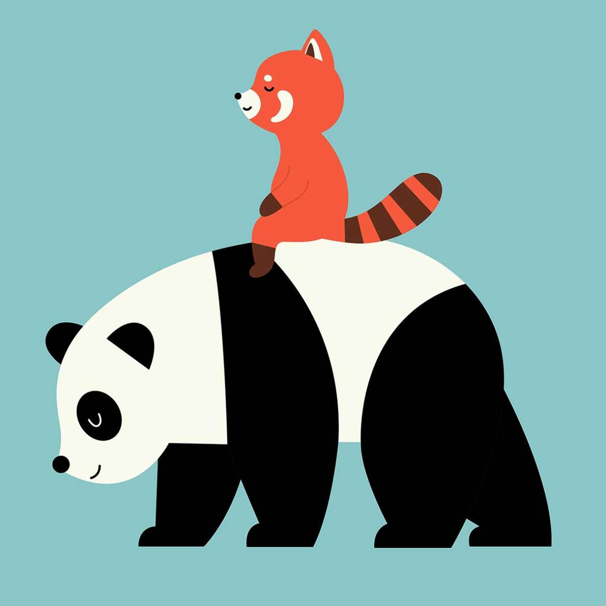 Affiche enfant panda walk  Affiche sous cadre noir
