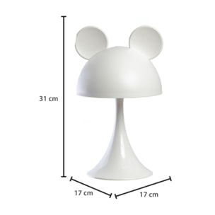 Lampada Led Per Bambini Da Tavolo Comodino Ricaricabile Modello Simply Mouse Bianco
