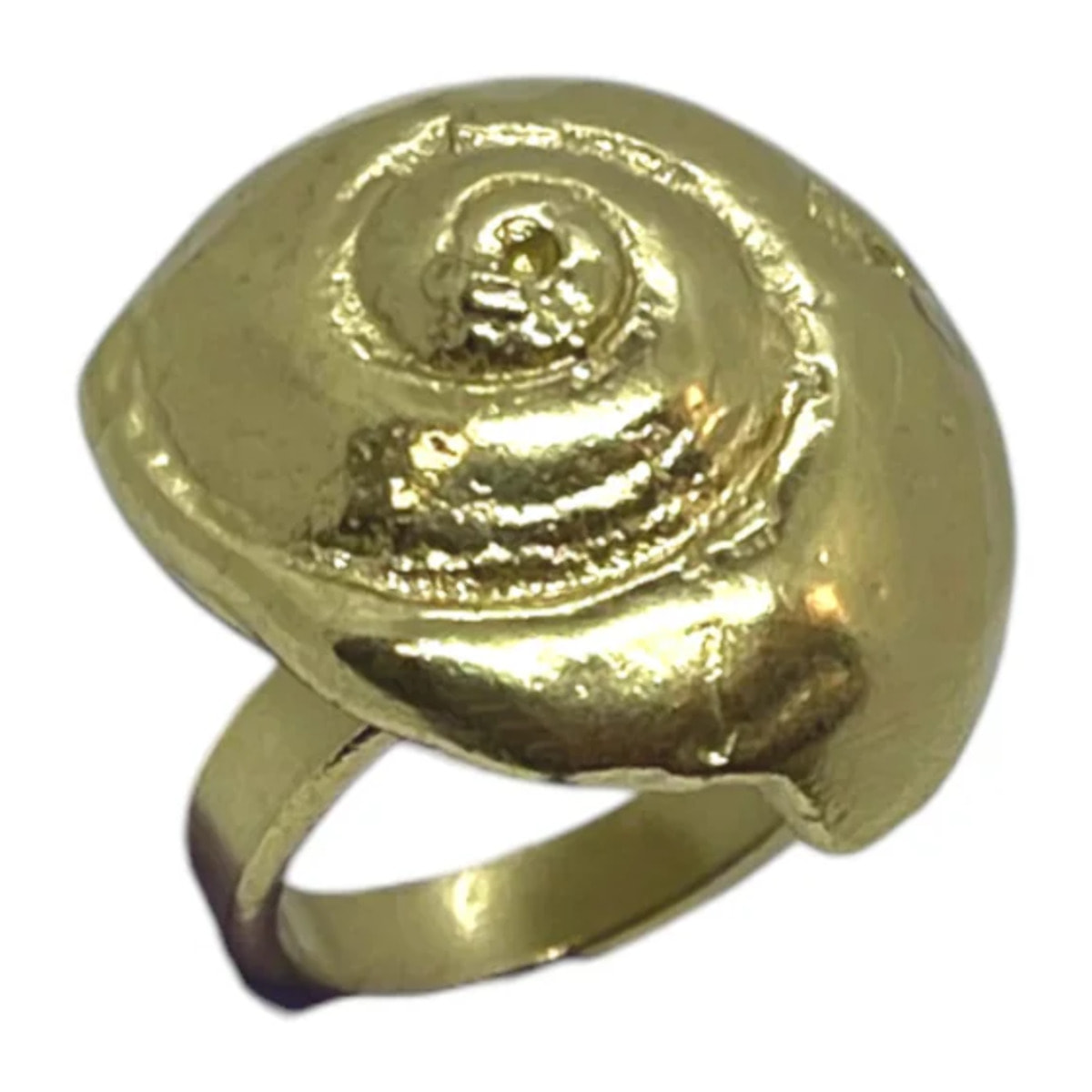 Anillo 3D caracola artesanal en dorado laton