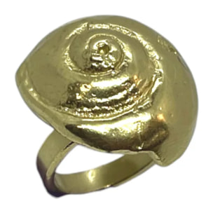 Anillo 3D caracola artesanal en dorado laton