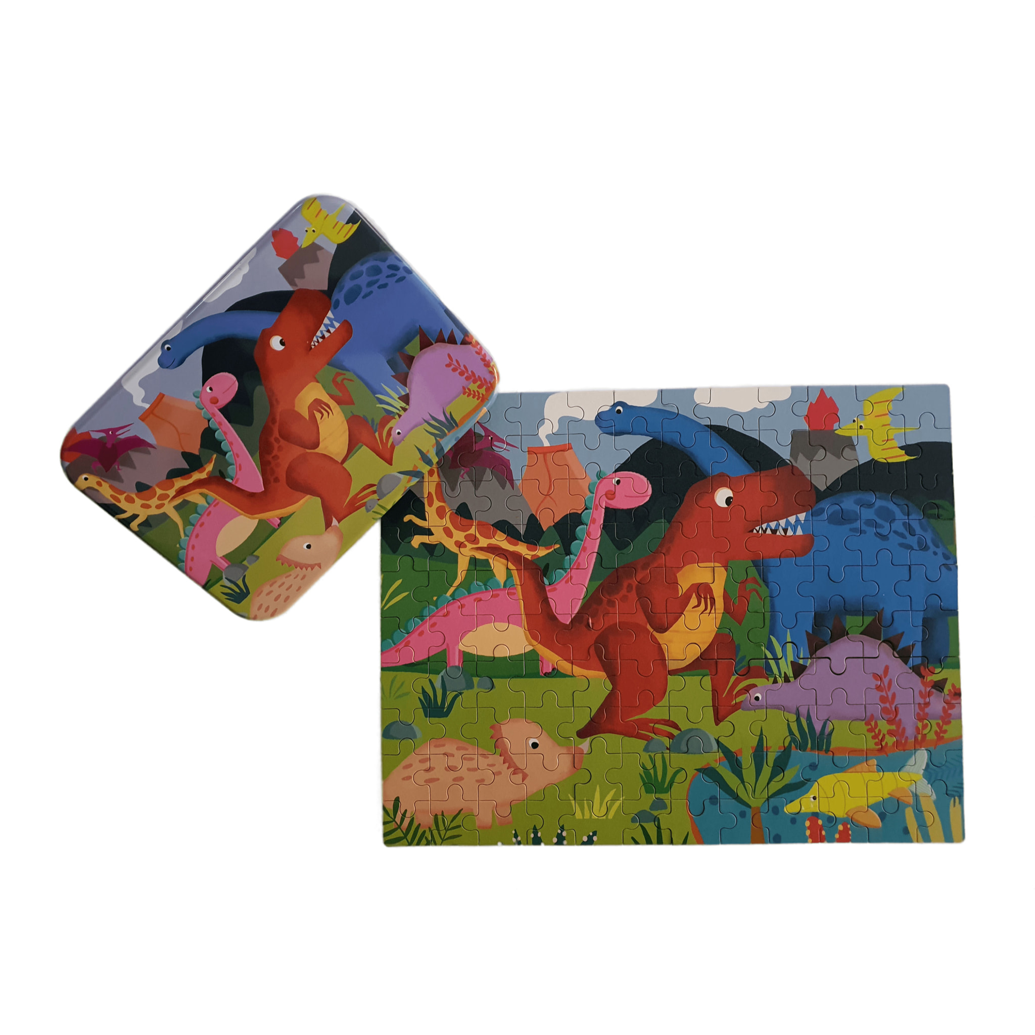 PUZLE DE HISTORIAS: DINOSAURIOS - 120 pcs (CAJA METÁLICA)