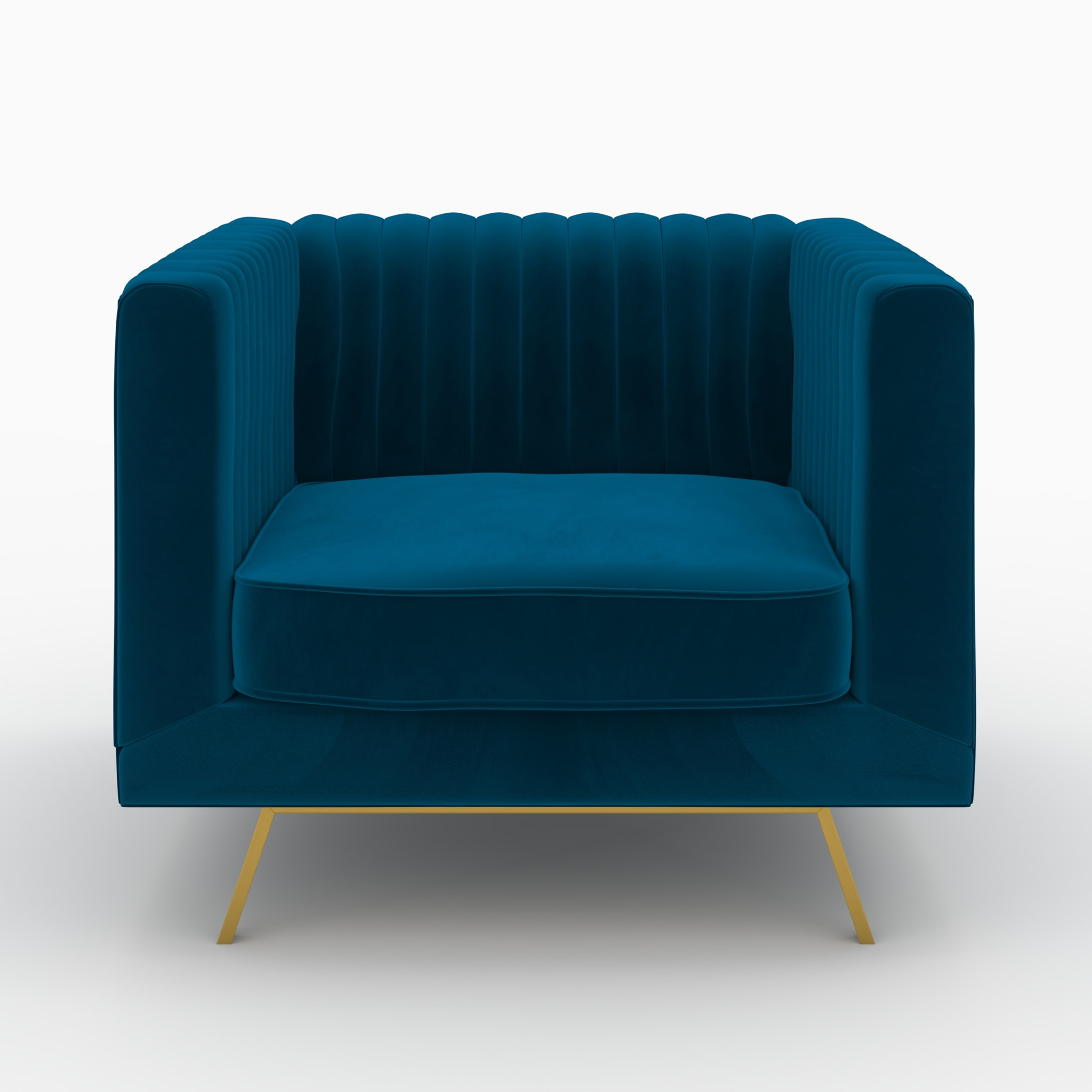 Ensemble canapé et fauteuil en velours bleu 3 places - Gatsby