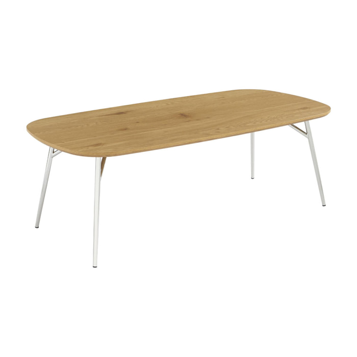 Table basse rectangulaire pieds chromés et décor bois  EZIA
