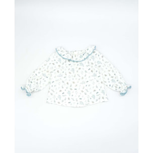 Camisa viella pajaritos azul y blanco