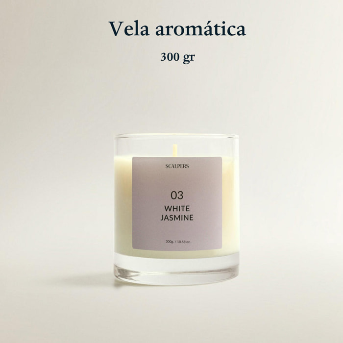 Vela aromática 300gr aroma jazmín blanco scalpers