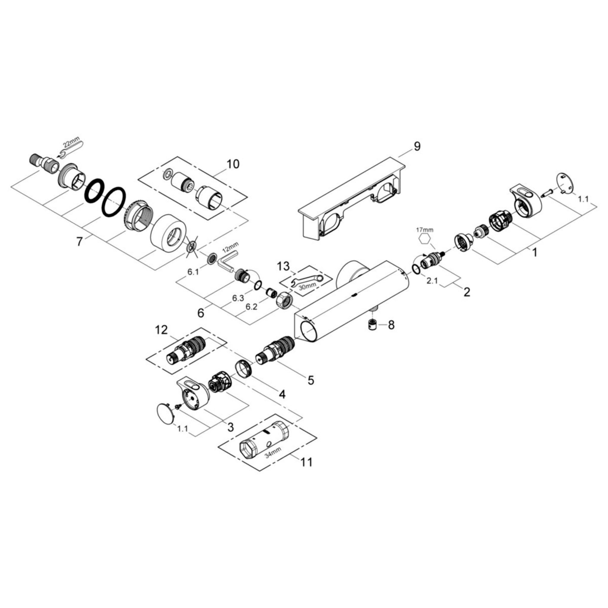 Mitigeur thermostatique douche Grohtherm 2000 avec tablette