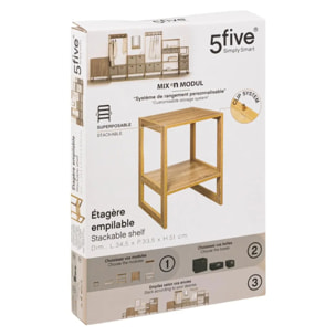 Étagère empilable 1 case "Mix N' Modul" effet bois naturel