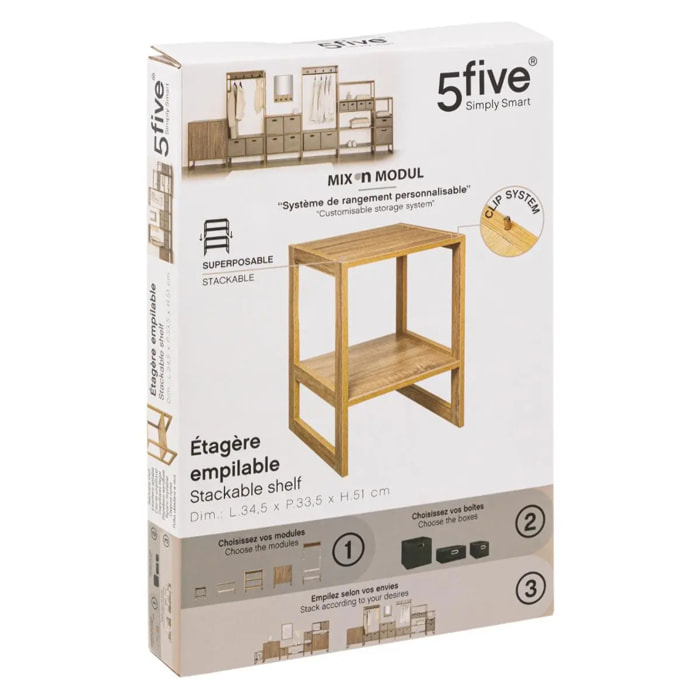 Étagère empilable 1 case "Mix N' Modul" effet bois naturel