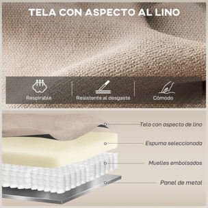 Sillón Relax Reclinable Manual, Sillón Relax Moderno, Tapizado en Tela Aspecto Lino, Reposapiés, Reposabrazos, Acolchado Grueso, Butaca Reclinable hasta 150°, Carga 120 kg, para Salón, Beige