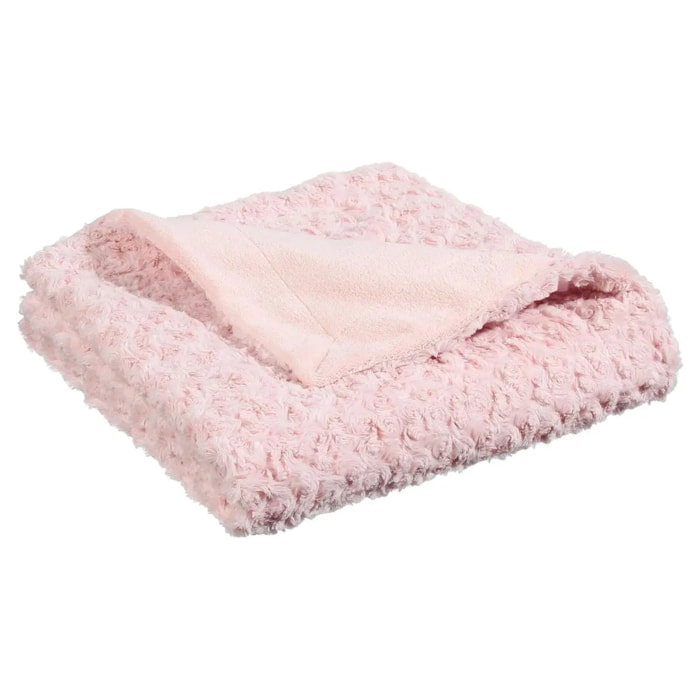 Plaid "Bouclette" fausse fourrure rose 120x160cm