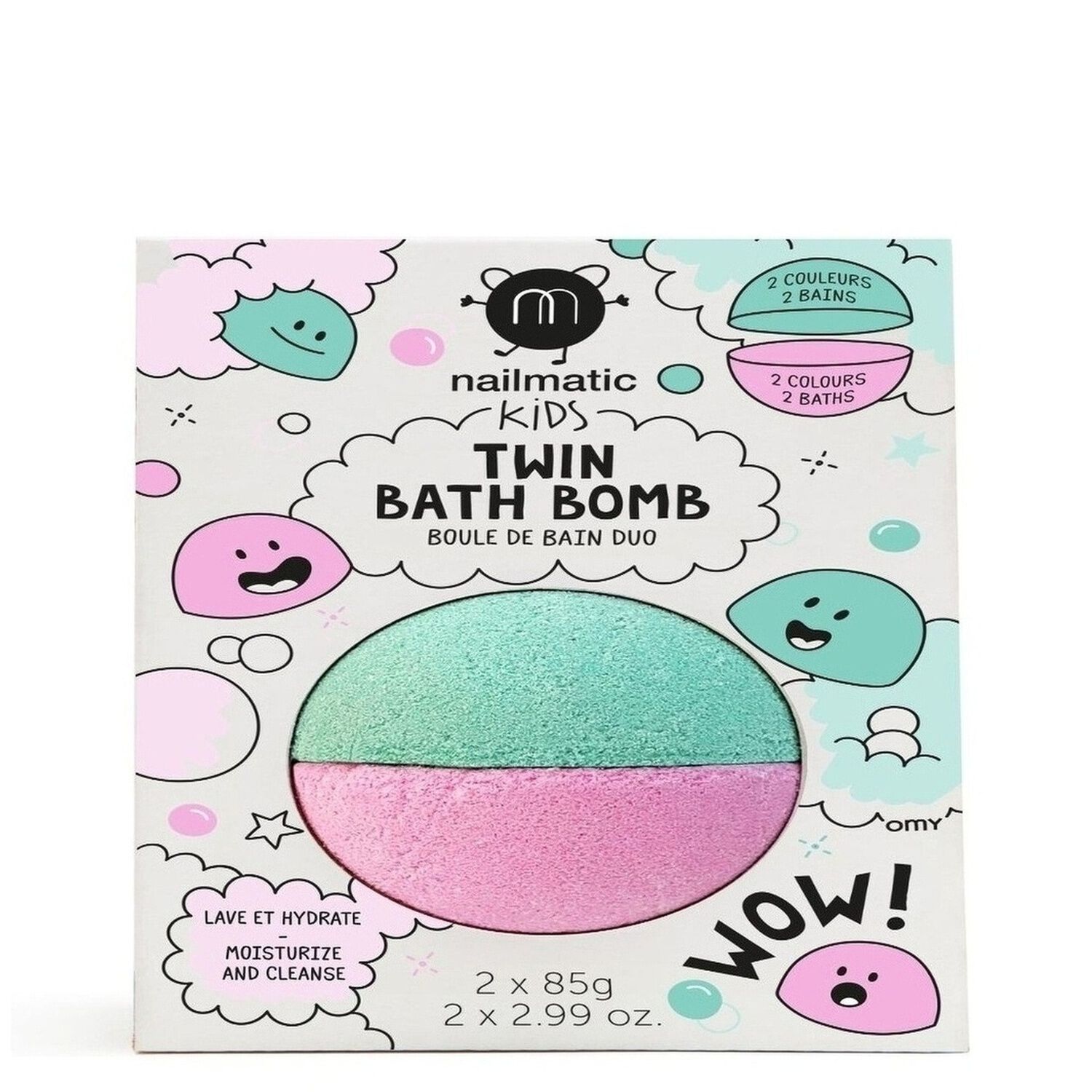 Twin Bath Bomb - Duo Boule de Bain Sécable - Rose & Vert Lagoon 170 g
