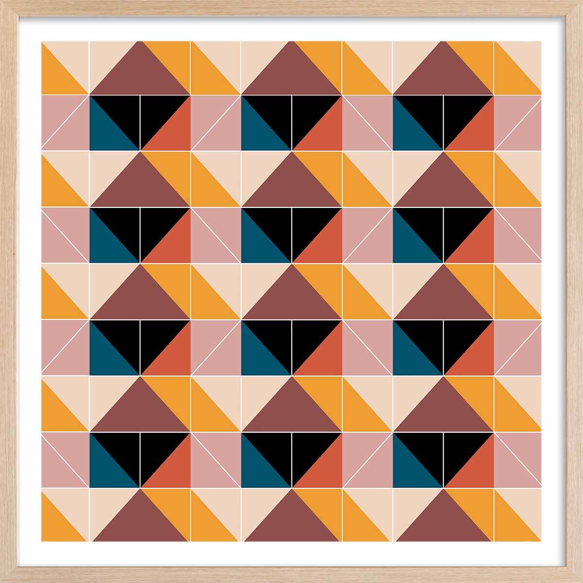 Affiche patchwork scandinave Affiche sous cadre bois