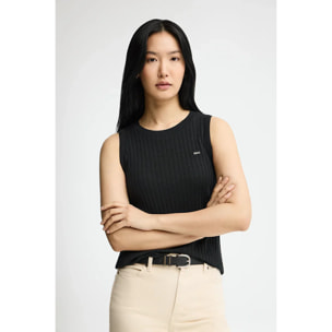 Canotta nera a coste con logo Polo Club