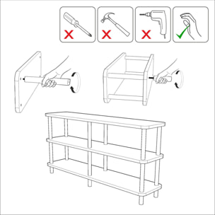 TYR Étagère design basse noir et bois 180 cm