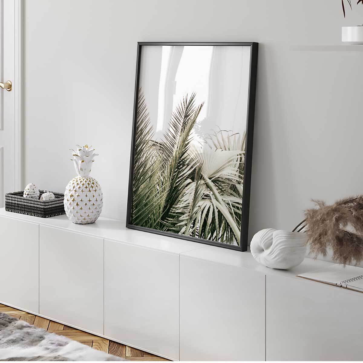 Affiche encadrée feuillage tropical chic Affiche + cadre en métal - Noir