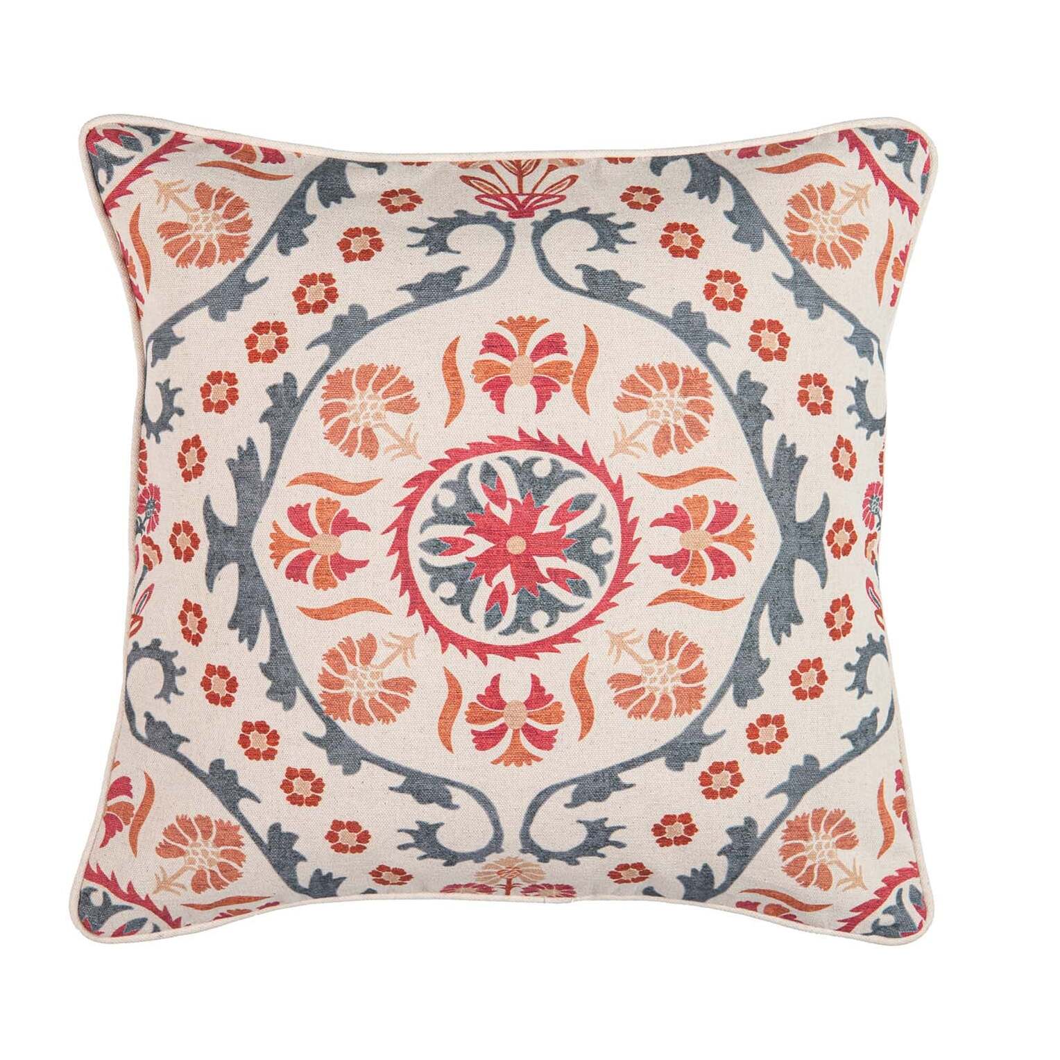Cojin Lino Floral 45x13x45 Cm