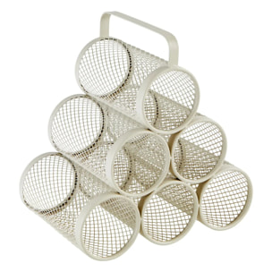 Porte-bouteilles "Mayaj" 6 compartiments en métal beige