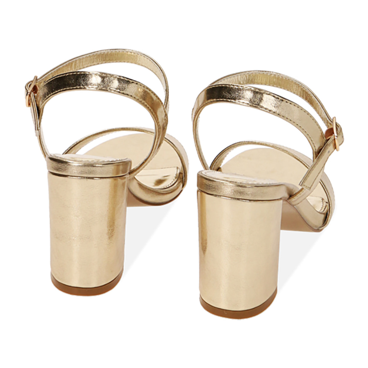 Sandali oro laminato, tacco 8 cm