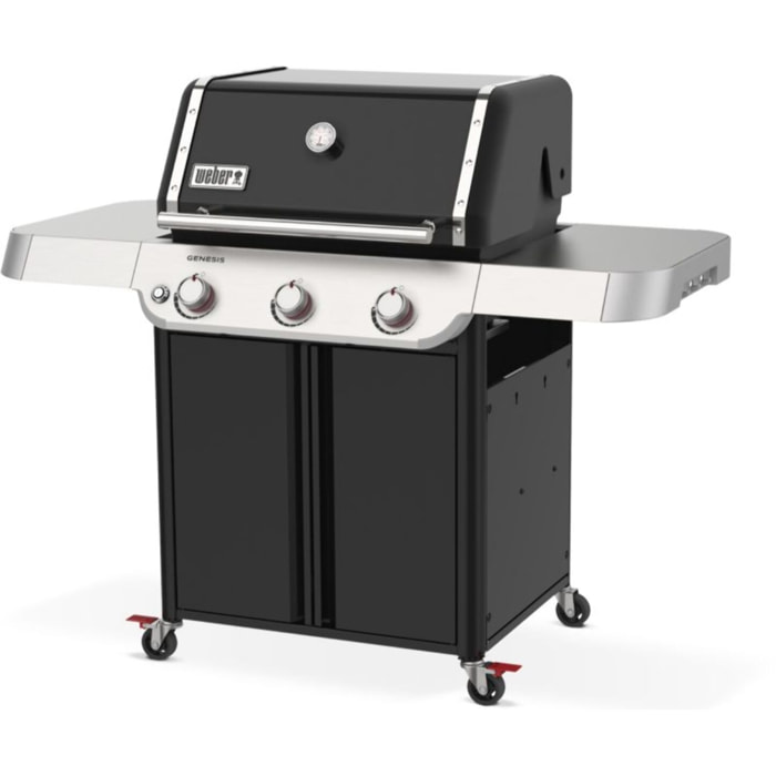 Barbecue gaz WEBER Genesis E-315 noir inox 3 brûleurs sur chariot, 68x48 cm