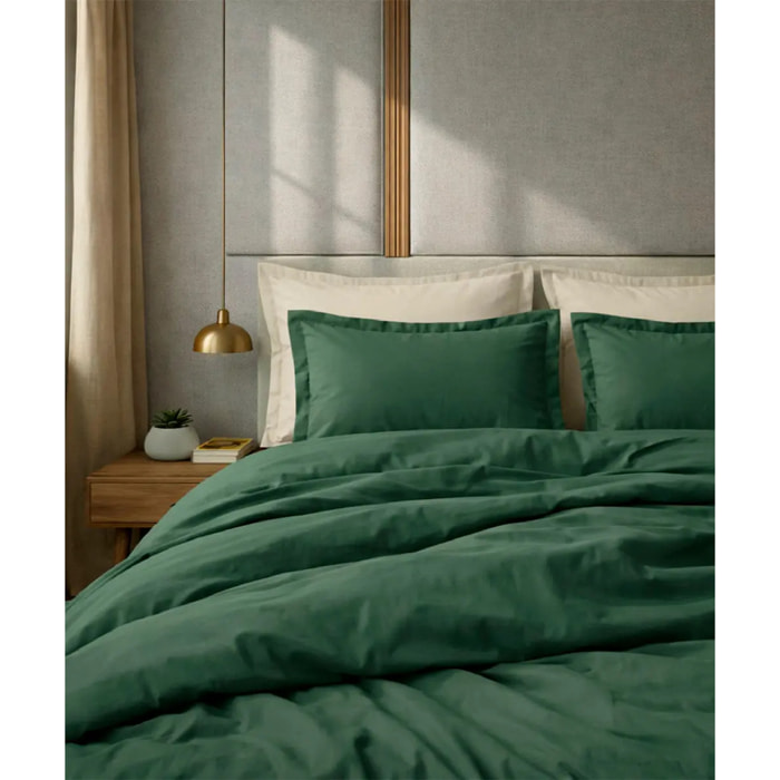 Completo Lenzuola RASO VERDE tinta unita per letto matrimoniale 100% Raso di Cotone e Made in Italy