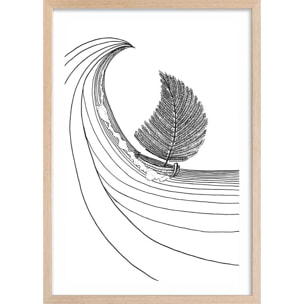 Poster voilier fougeres Affiche + cadre en bois - Chêne