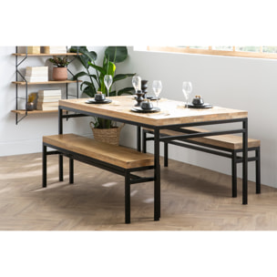 Table à manger industrielle bois manguier massif et métal L160 cm YPSTER