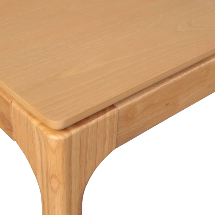 Table à manger rectangulaire naturelle bois d'hévéa et placage frêne 8 places Elena