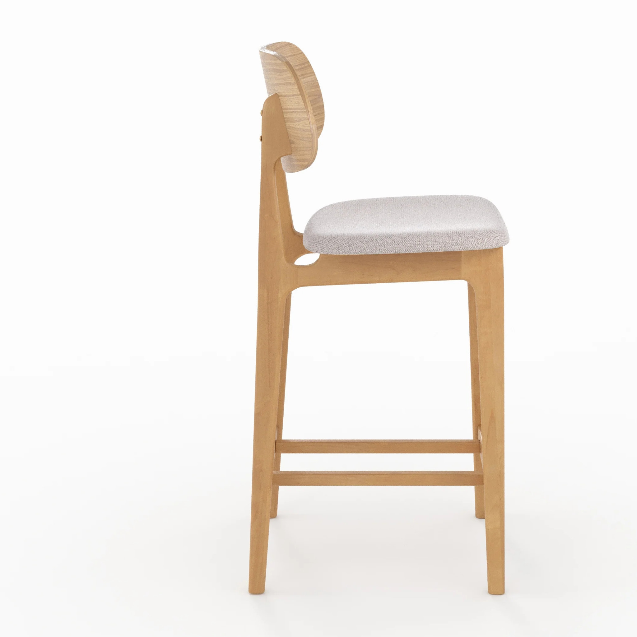 Lot de 2 chaises pour îlot central 66 cm en bois clair et tissu beige - Charlize