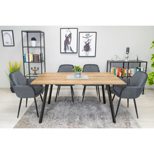 Sedia di design Lugo in velluto grigio scuro con gambe nere