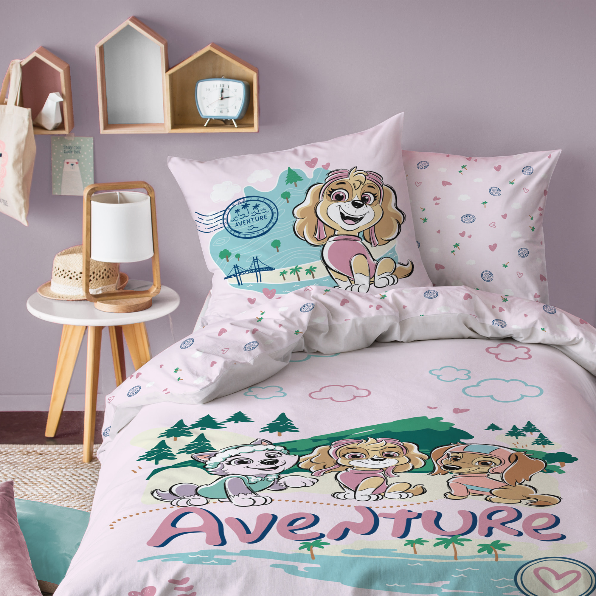 Parure de lit imprimée 100% coton, PAT PATROUILLE VOYAGE