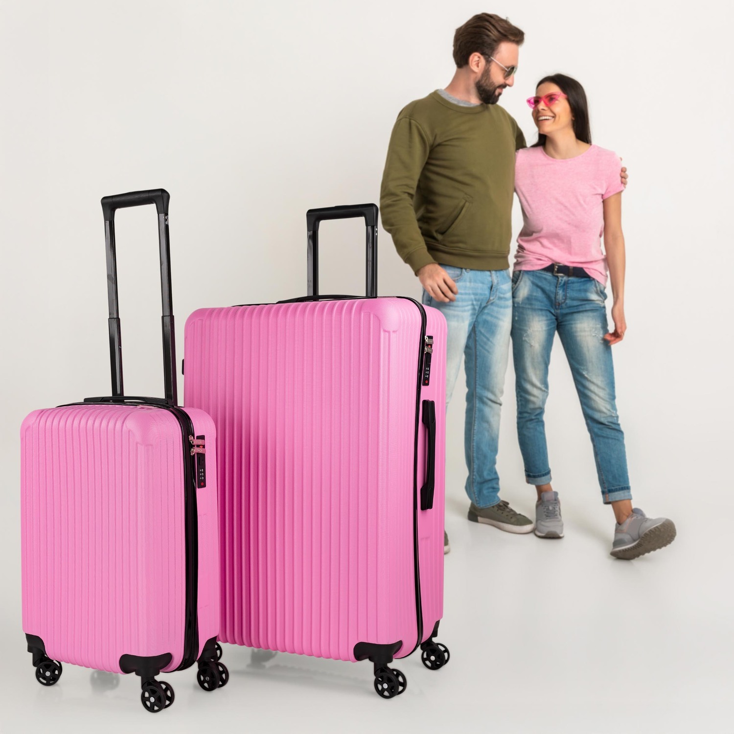 Juego De Maletas Rígidas Abs Itaca Ness Fucsia