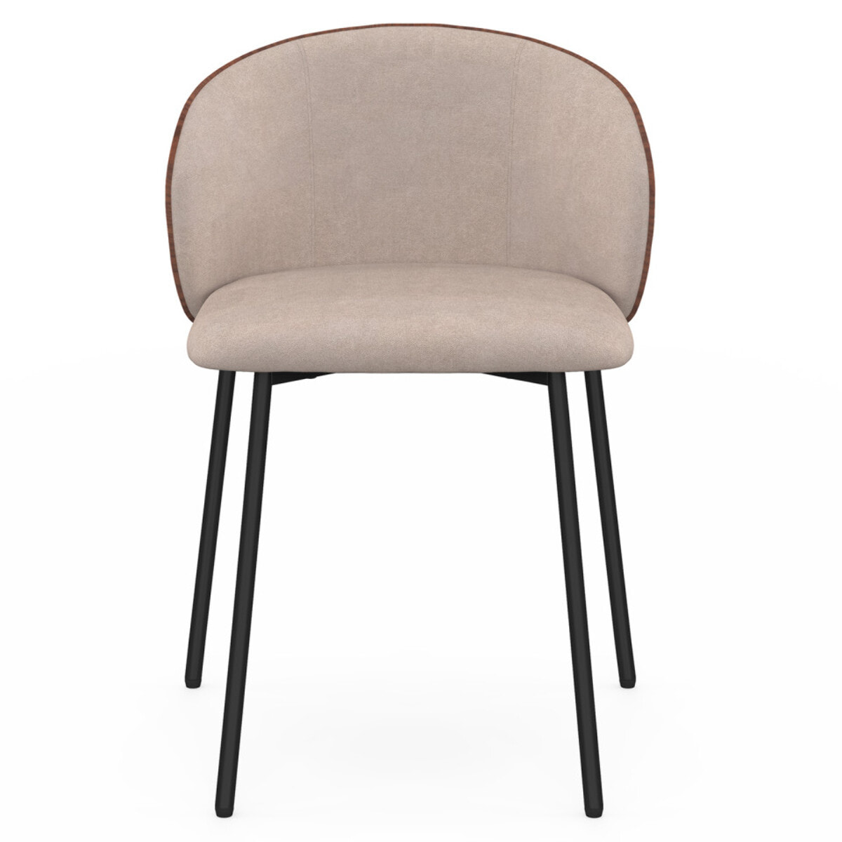 Chaises Poppy tissu taupe dossier effet noyer - lot de 4
