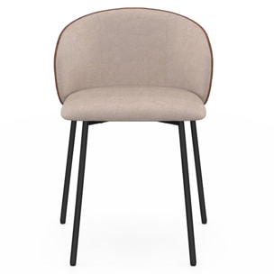 Chaises Poppy tissu taupe dossier effet noyer - lot de 4