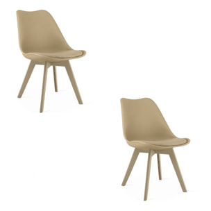 Set di 2 sedie Mark in polipropilene e vellutino beige
