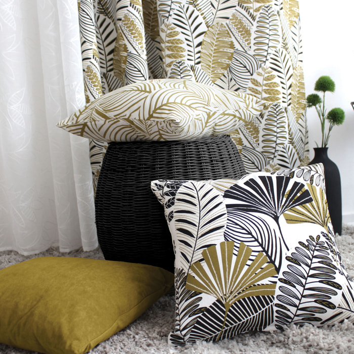 Coussin décoratif feuillage tropical - Bronze