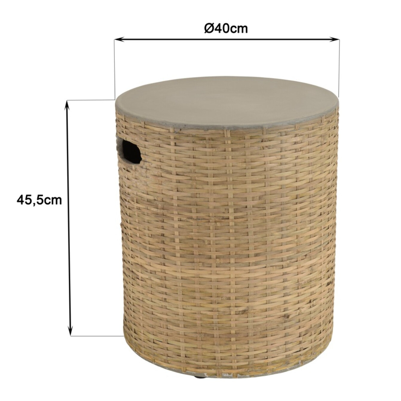HECTOR - Table d'appoint ronde plateau en béton socle en bambou naturel