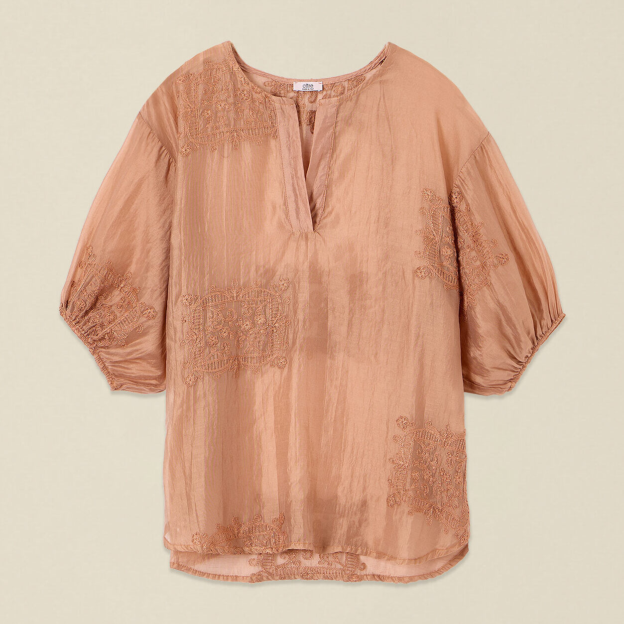 Oltre - Blusa ricamata con maniche a palloncino - Rosa
