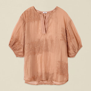 Oltre - Blusa ricamata con maniche a palloncino - Rosa
